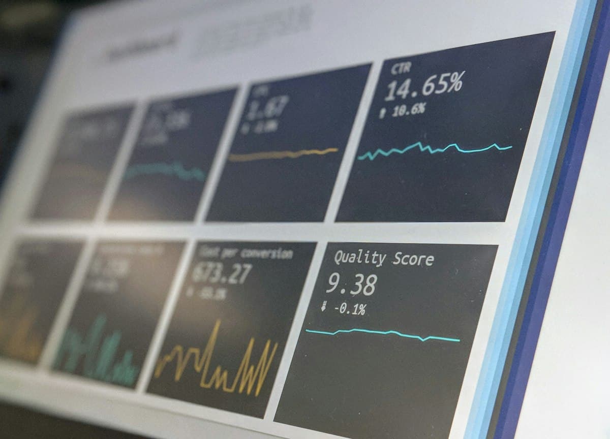 Analytics and monitoring screens showing performance data