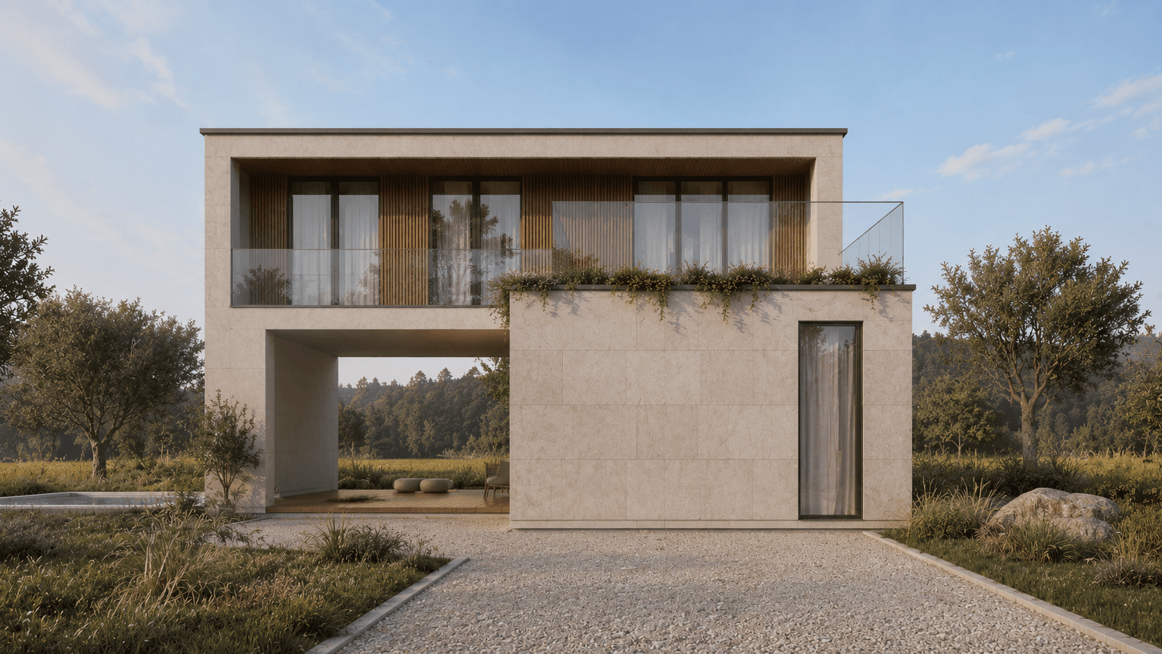 EKO19 MMC timber building — front elevation